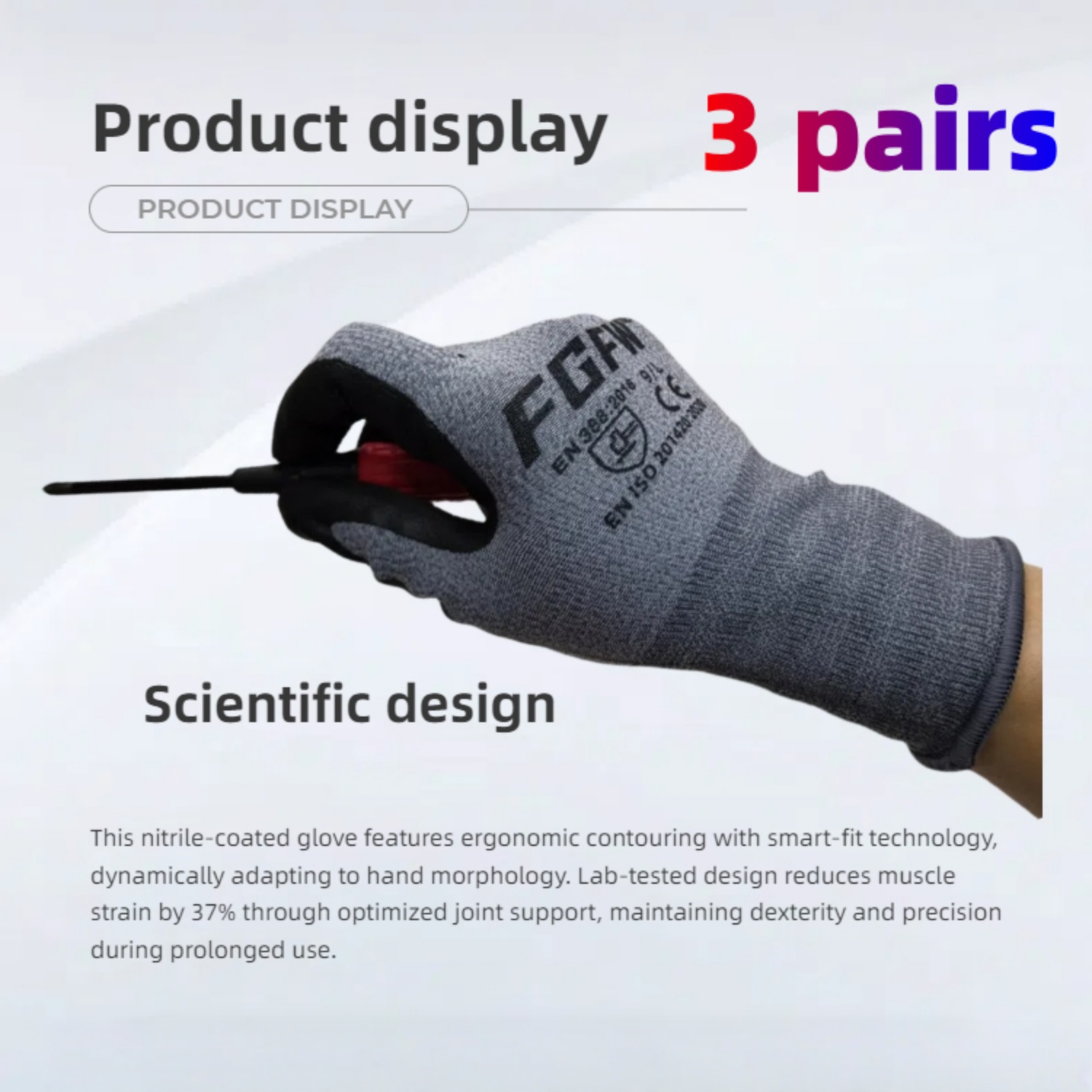 3 Pairs Soft Breathable Spande - đánh giá và giá Nitrile Mechanic Glove