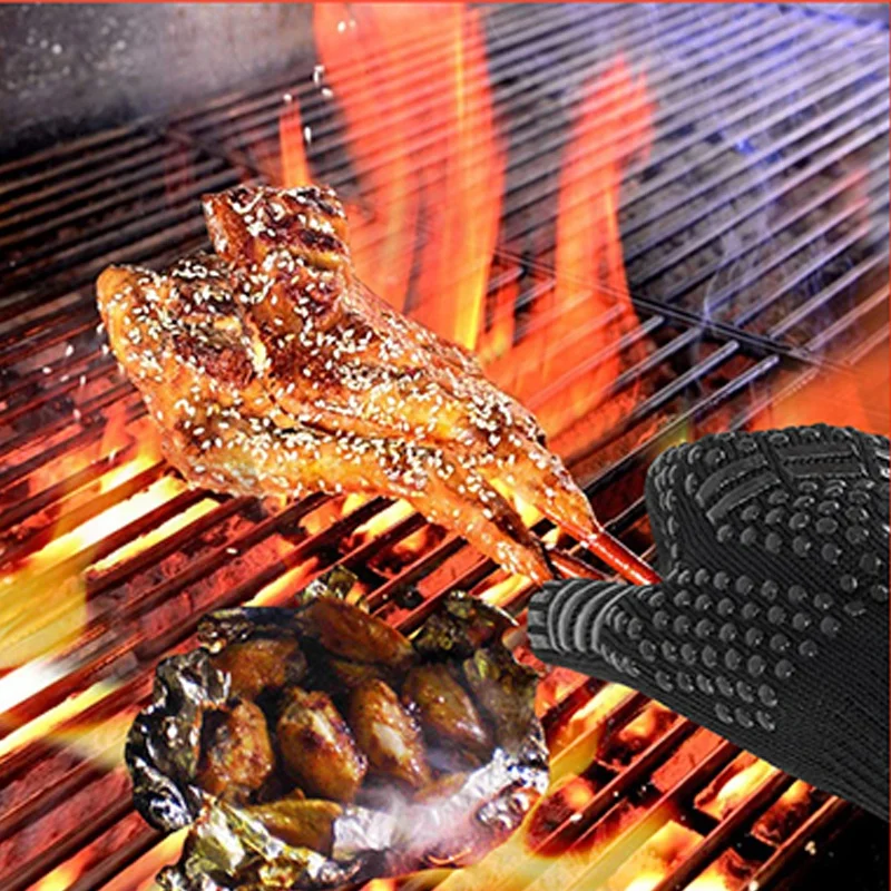 Flame Retardant Non-slip BBQ F - đánh giá và giá Oven Mitt Silicone